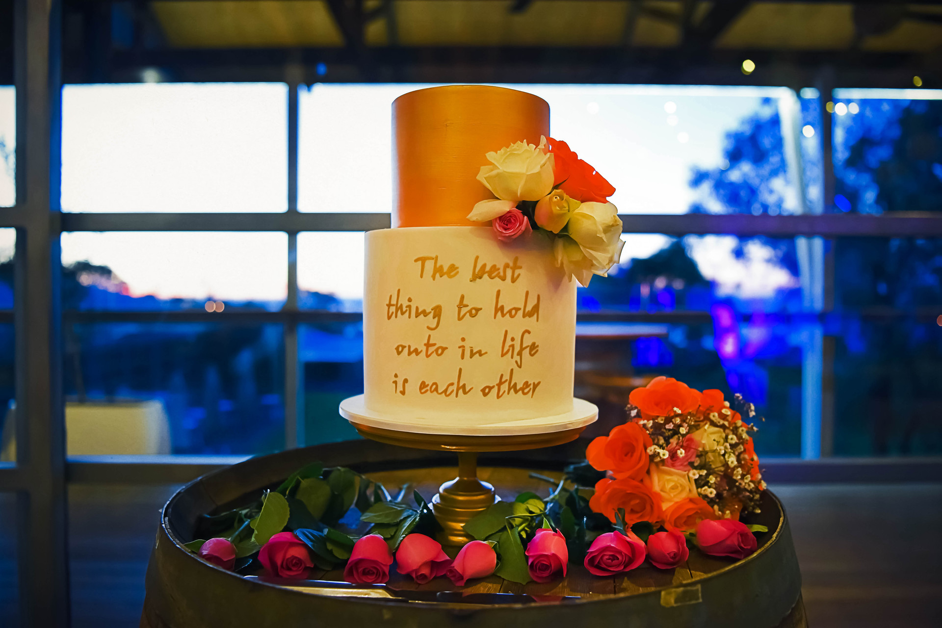 wedding cake with inspirational quote