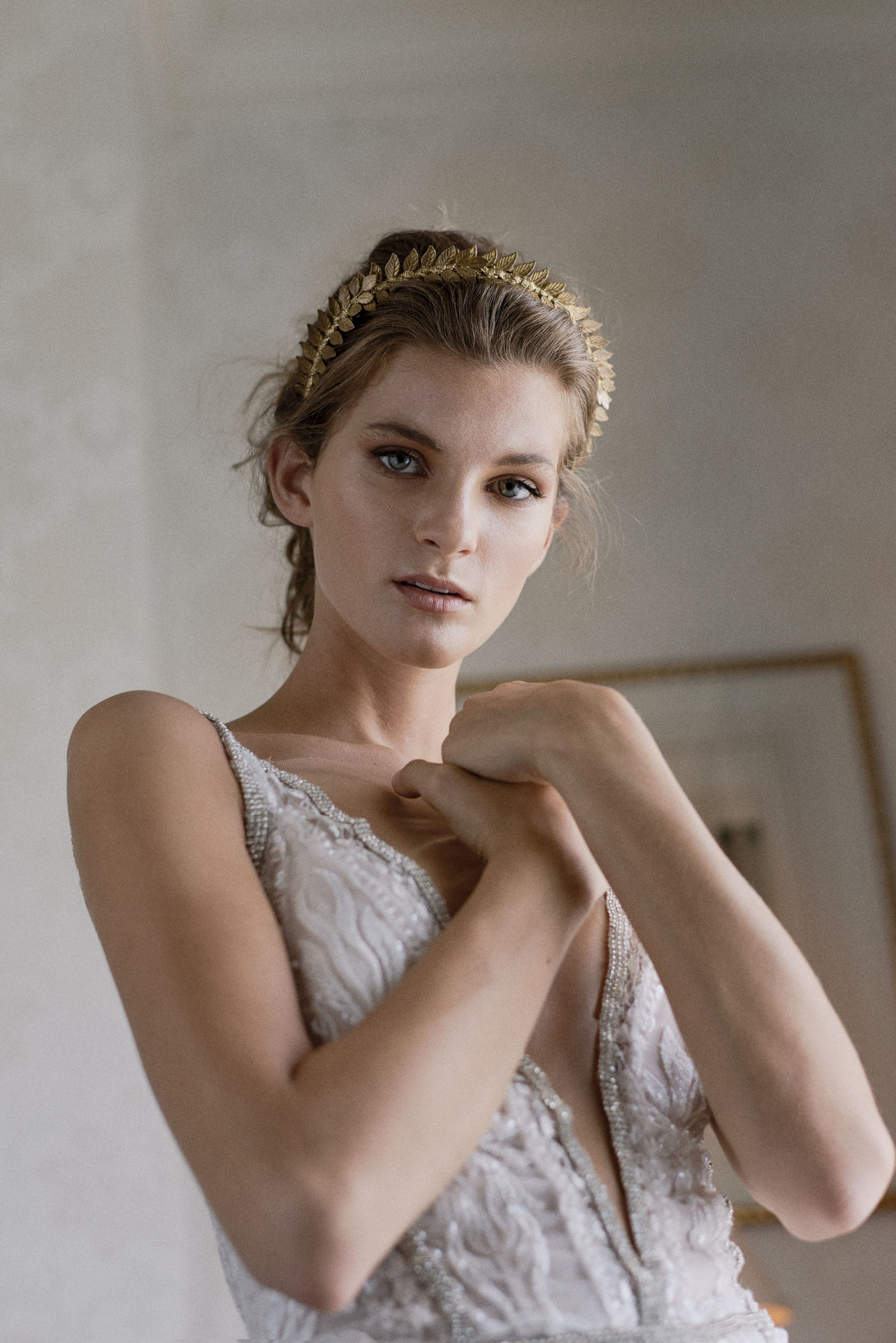 wedding day makeup and bridal crown